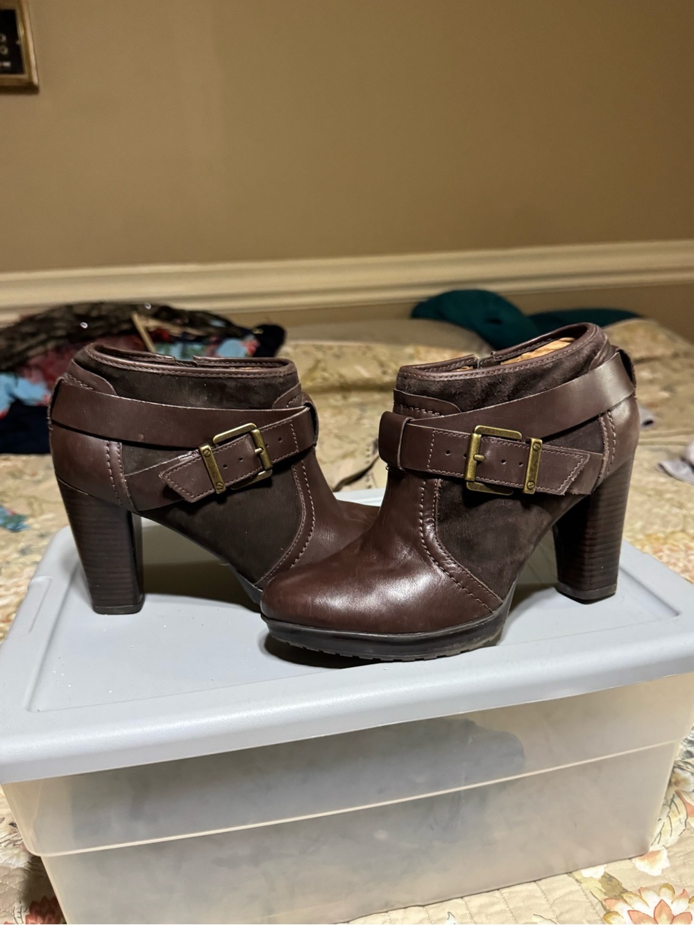 Clark’s boots, size 8. Worn once